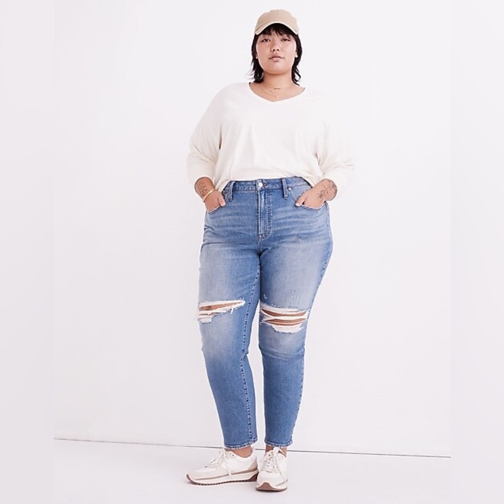Madewell Plus The Perfect Vintage Jean High Rise Distressed Ripped Tencel 18 W